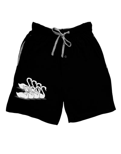 Seven Swans A Swimming Adult Lounge Shorts-Lounge Shorts-TooLoud-Black-Small-Davson Sales