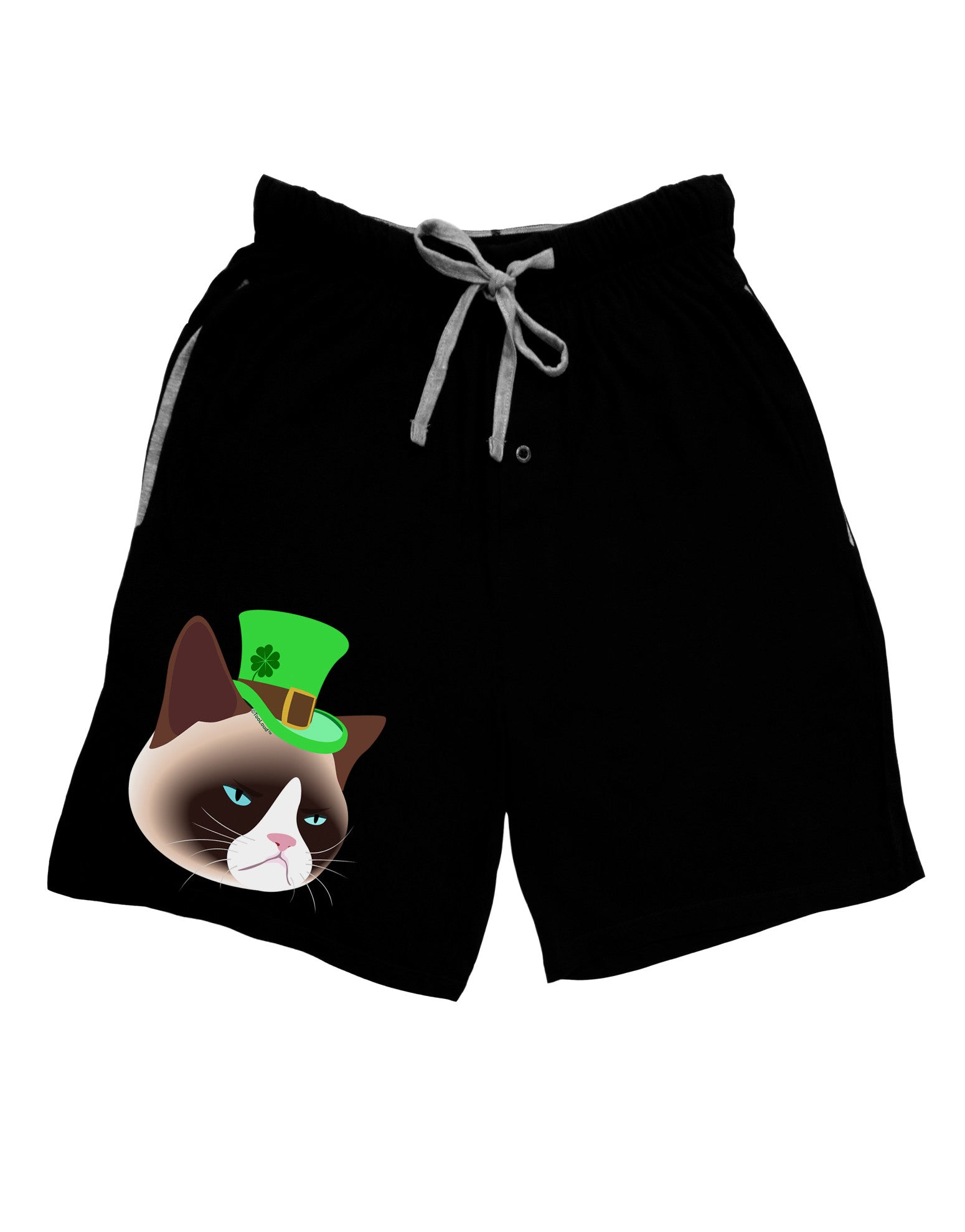 Leprechaun Disgruntled Cat Adult Lounge Shorts-Lounge Shorts-TooLoud-Black-Small-Davson Sales