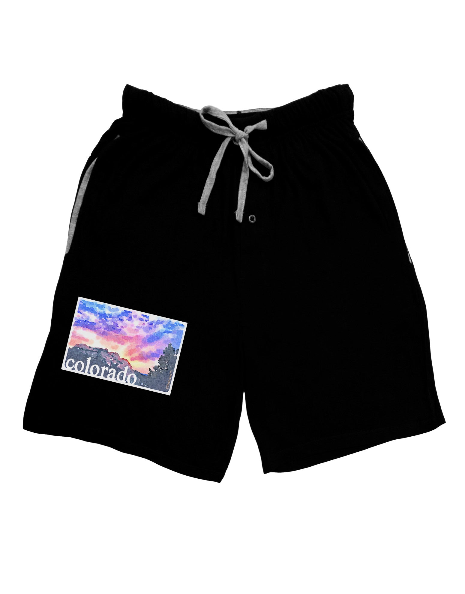 CO Rainbow Sunset Watercolor Text Relaxed Adult Lounge Shorts-Lounge Shorts-TooLoud-Black-Small-Davson Sales