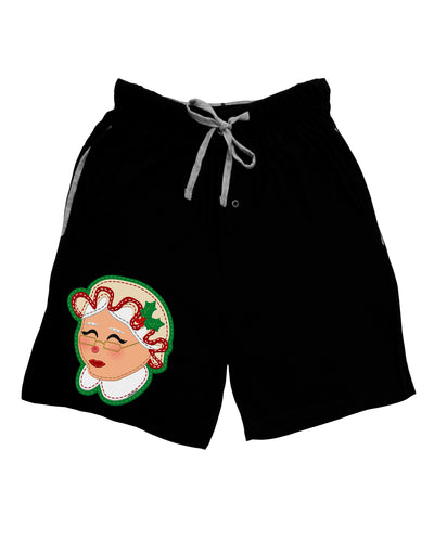 Cute Mrs Claus Face Faux Applique Adult Lounge Shorts - Red or Black by TooLoud-TooLoud-Black-Small-Davson Sales