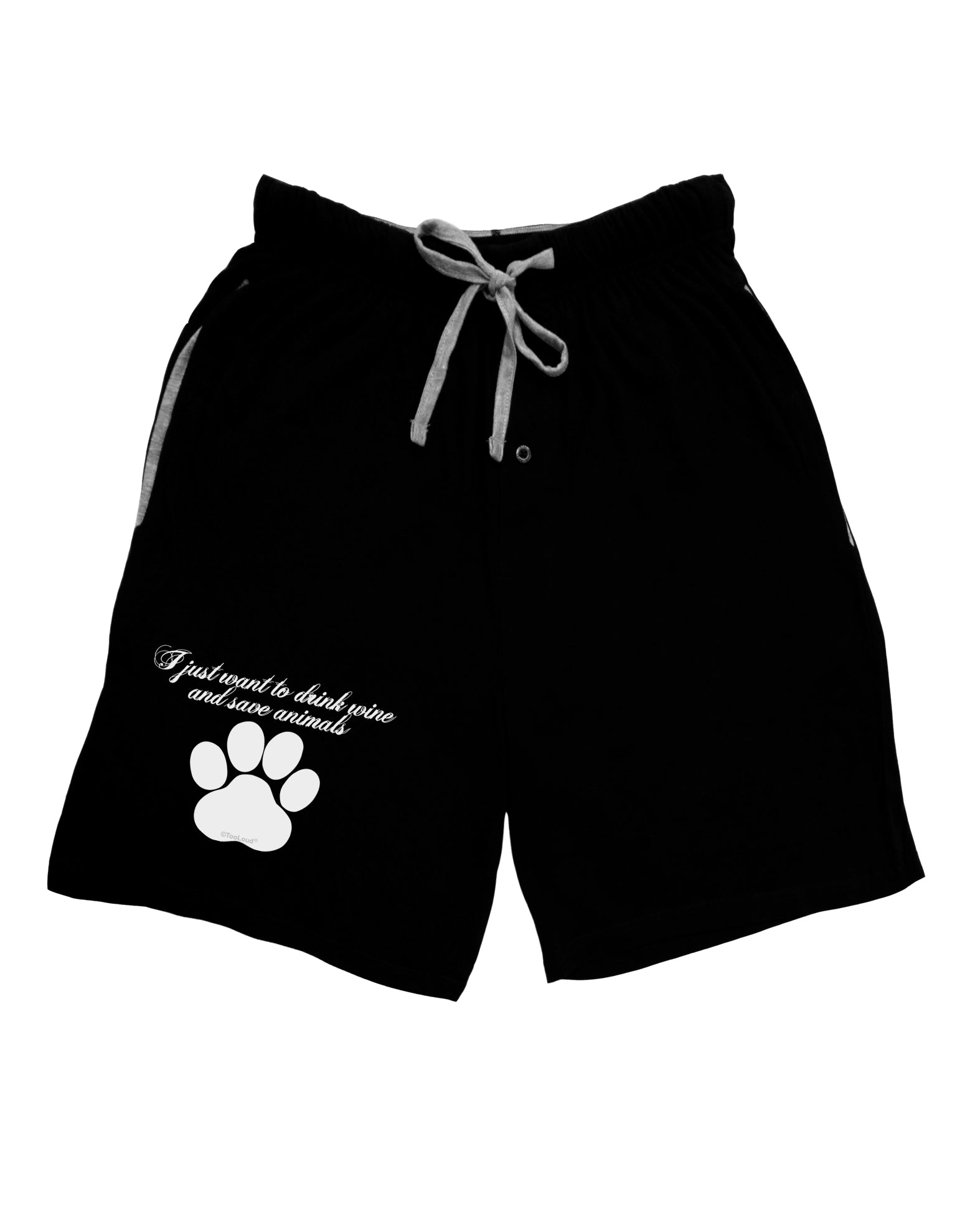 I Just Want To Drink Wine And Save Animals Adult Lounge Shorts by TooLoud-Lounge Shorts-TooLoud-Black-Small-Davson Sales
