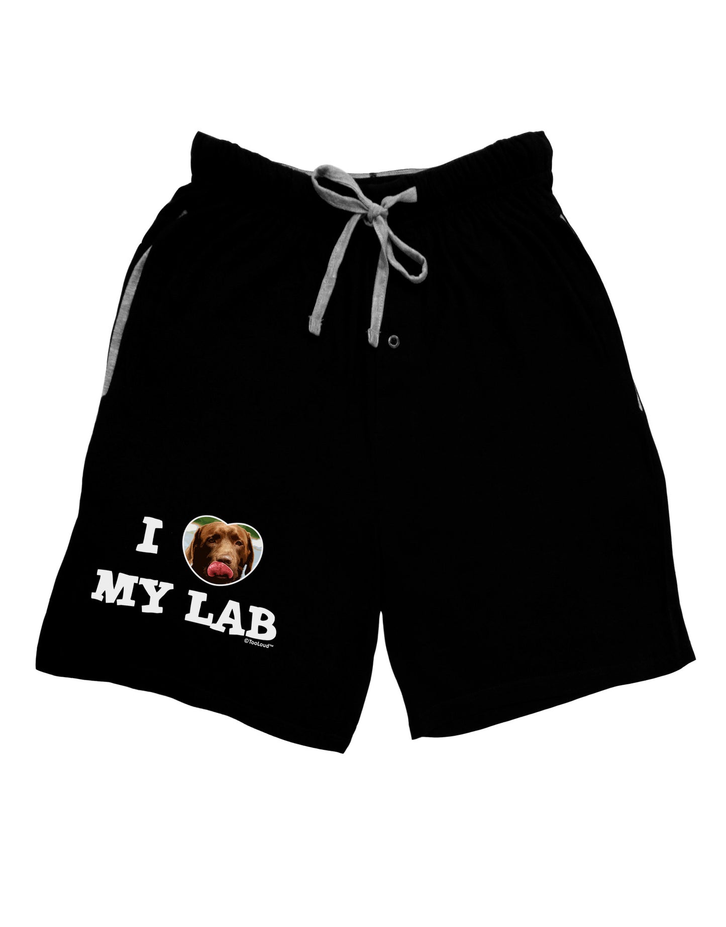 I Heart My Lab Adult Lounge Shorts - Red or Black-Lounge Shorts-TooLoud-Black-Small-Davson Sales