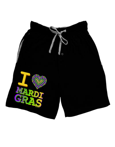 I Love Heart Mardi Gras Adult Lounge Shorts - Red or Black-Lounge Shorts-TooLoud-Black-Small-Davson Sales