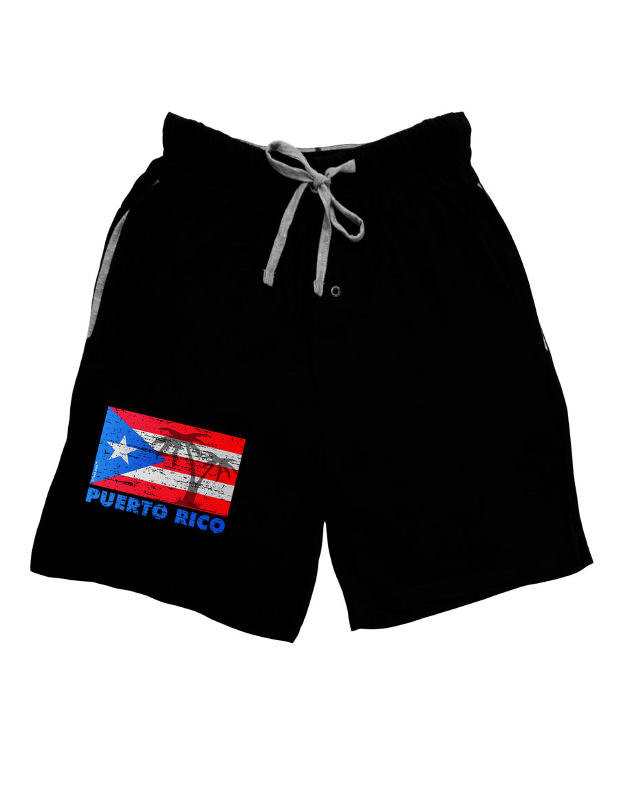 Distressed Puerto Rico Flag Adult Lounge Shorts-Lounge Shorts-TooLoud-Black-Small-Davson Sales