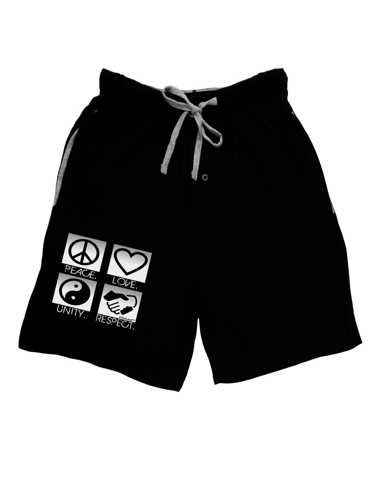 PLUR Squares BnW Relaxed Adult Lounge Shorts-Lounge Shorts-TooLoud-Black-Small-Davson Sales