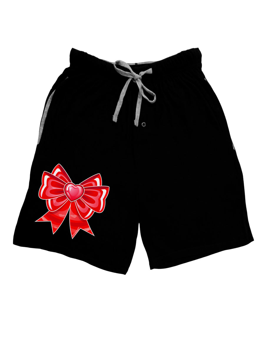 Valentine's Day Heart Bow Adult Lounge Shorts - Black- Small-Lounge Shorts-TooLoud-Davson Sales