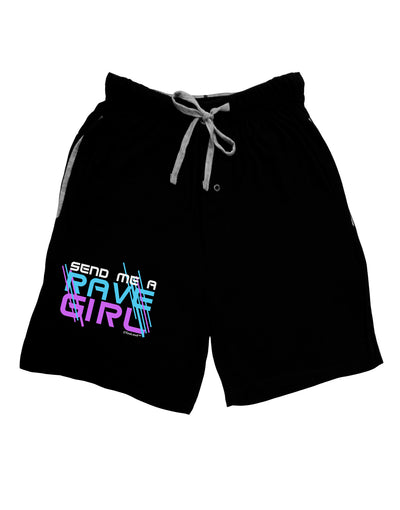 Send Me A Rave Girl Relaxed Adult Lounge Shorts-Lounge Shorts-TooLoud-Black-Small-Davson Sales