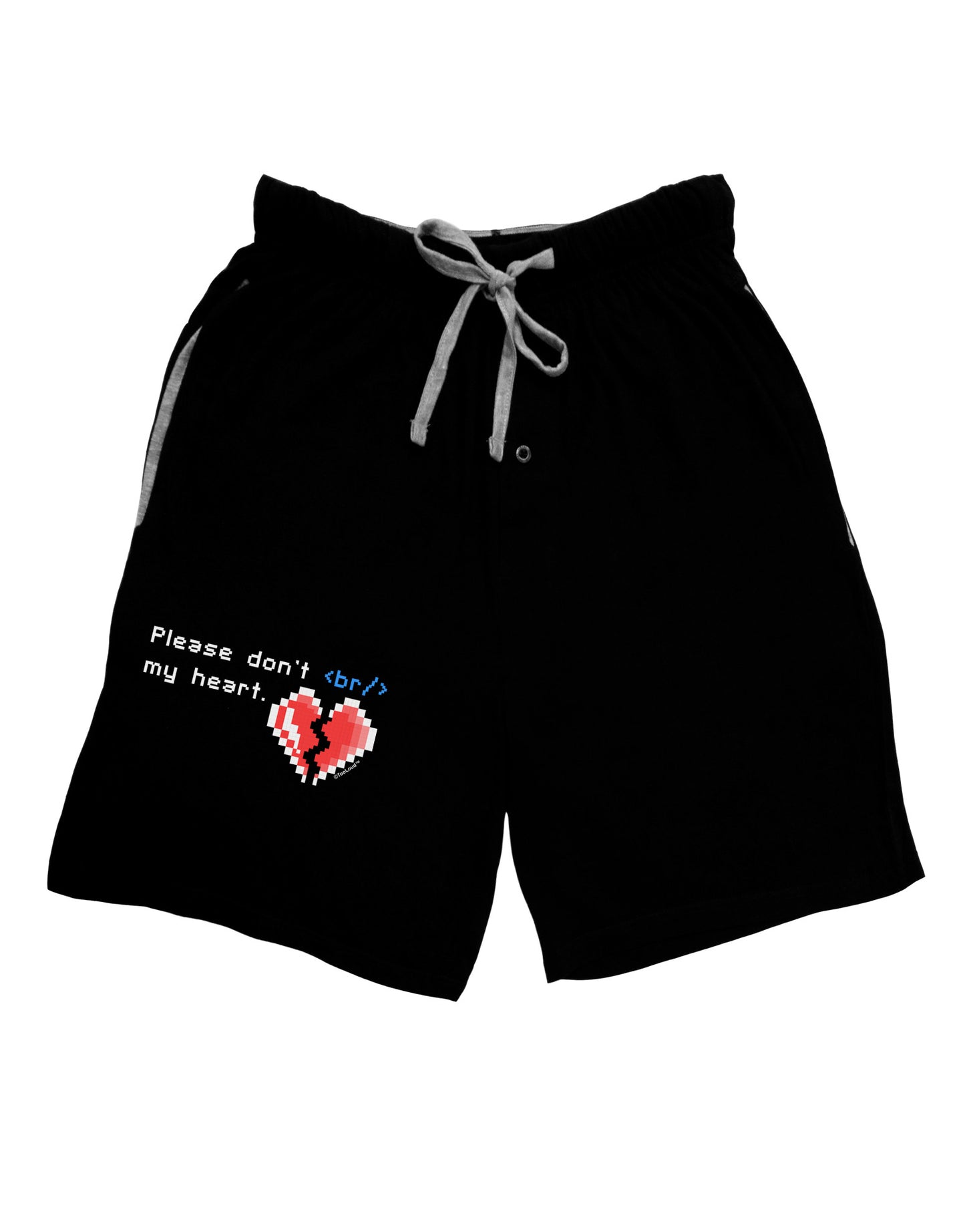Please Don't Break My Heart Code Adult Lounge Shorts-Lounge Shorts-TooLoud-Black-Small-Davson Sales