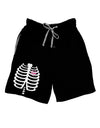 Skeleton Ribcage with Pink Heart Halloween Adult Lounge Shorts - Red or Black-Lounge Shorts-TooLoud-Black-Small-Davson Sales