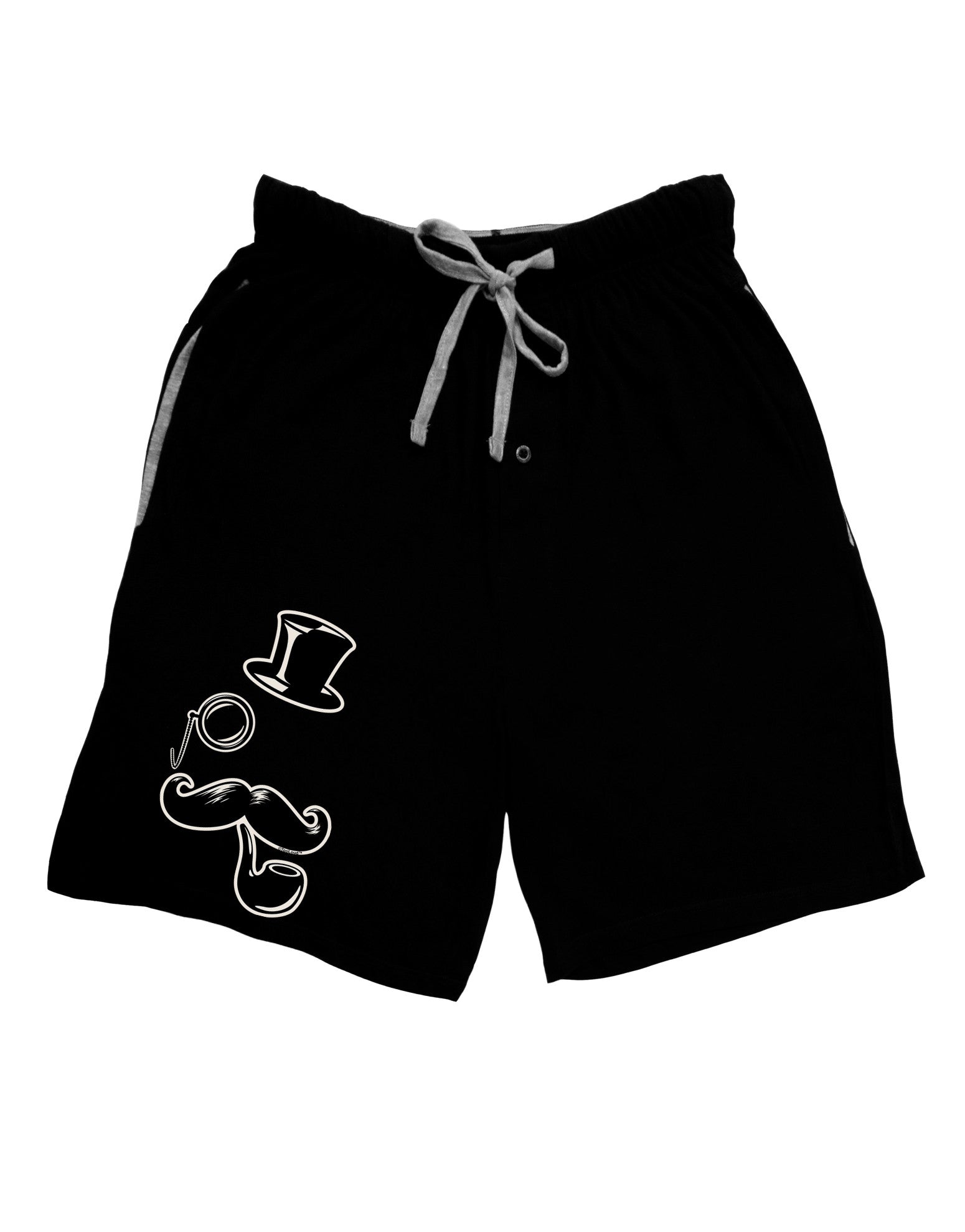 Tophat Mustache Pipe and Monocle Adult Lounge Shorts - Red or Black-Lounge Shorts-TooLoud-Black-Small-Davson Sales