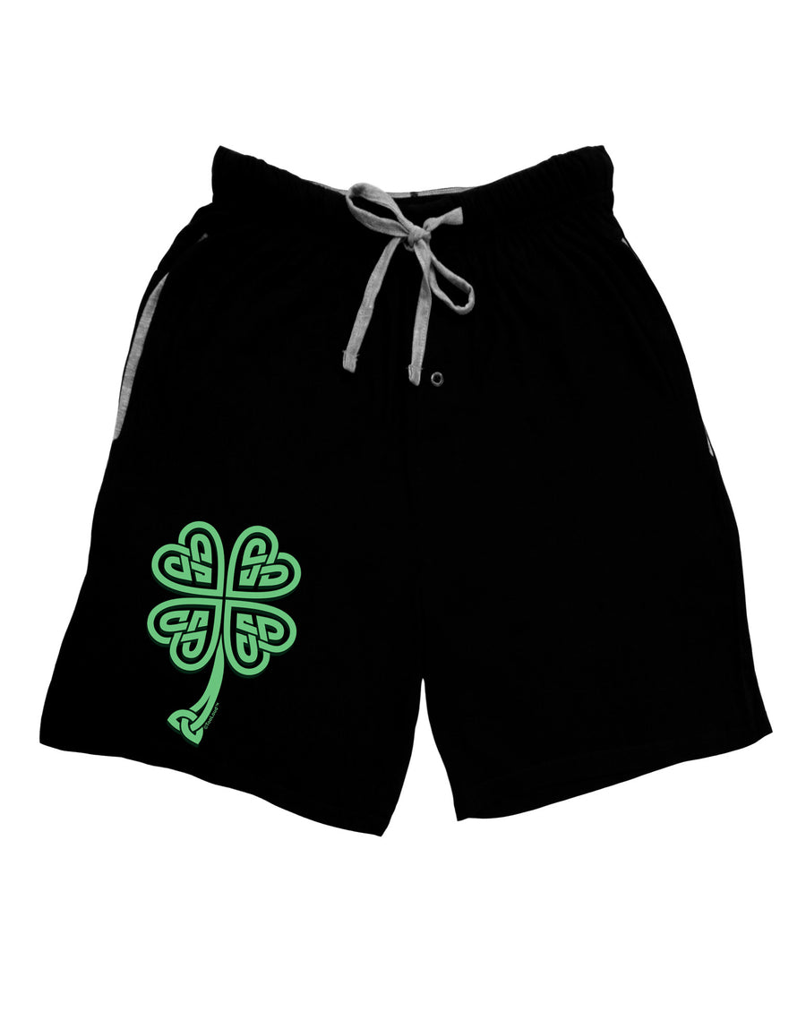 3D Style Celtic Knot 4 Leaf Clover Adult Lounge Shorts - Black- Small-Lounge Shorts-TooLoud-Davson Sales