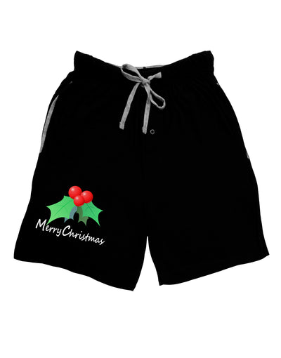 holly Merry Christmas Text Adult Lounge Shorts - Red or Black-Lounge Shorts-TooLoud-Black-Small-Davson Sales