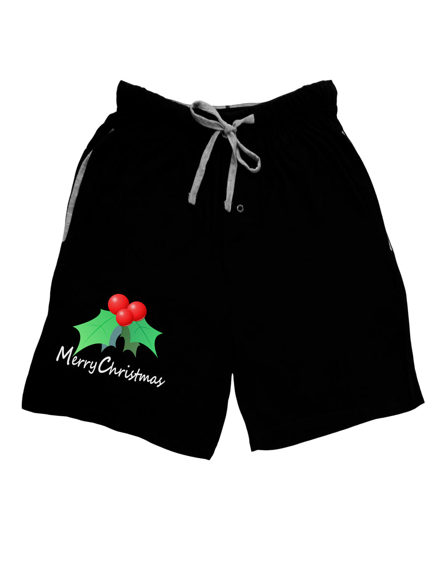 holly Merry Christmas Text Adult Lounge Shorts - Red or Black-Lounge Shorts-TooLoud-Red-Small-Davson Sales