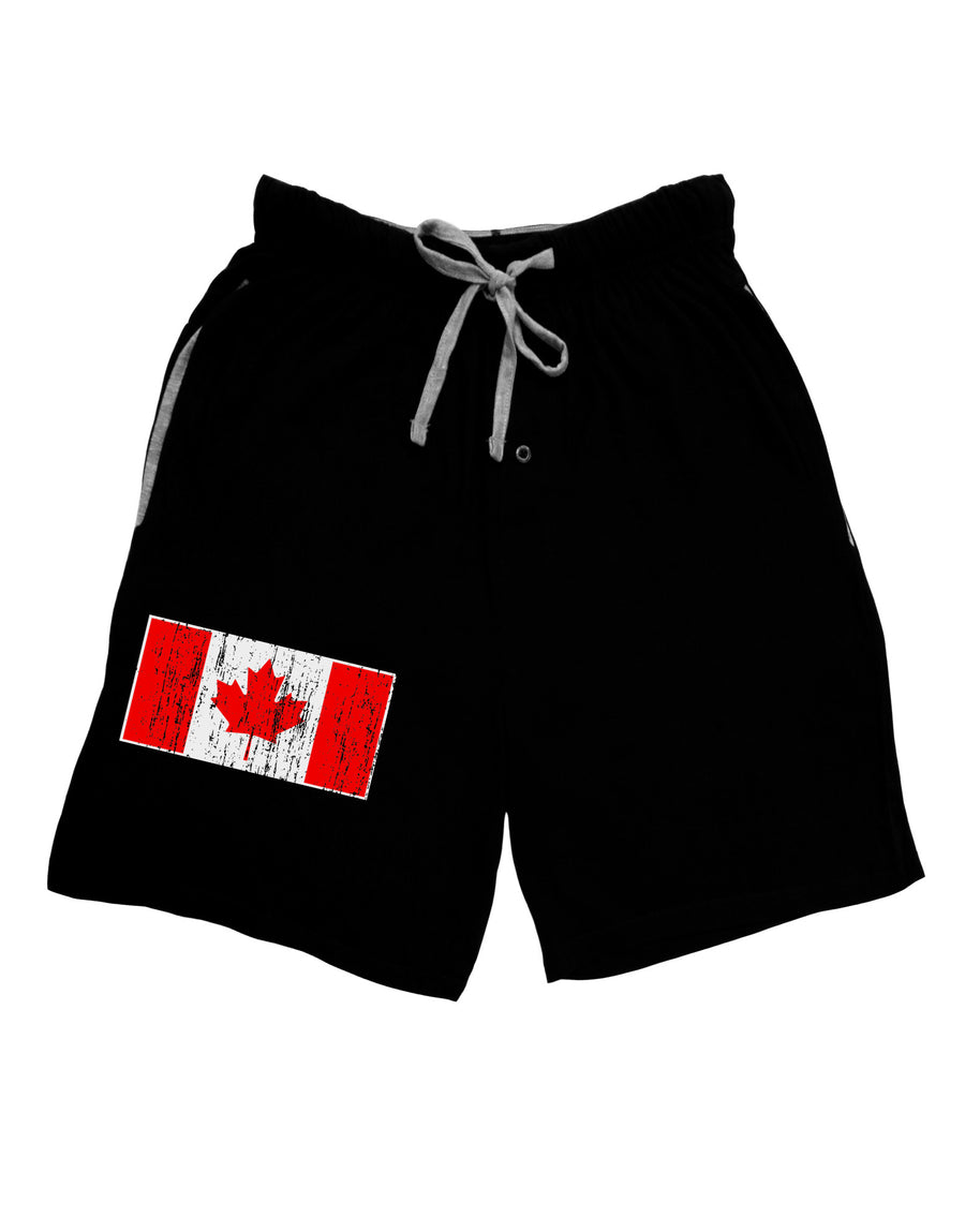 Distressed Canadian Flag Maple Leaf Adult Lounge Shorts - Black- 2XL-Lounge Shorts-TooLoud-Davson Sales