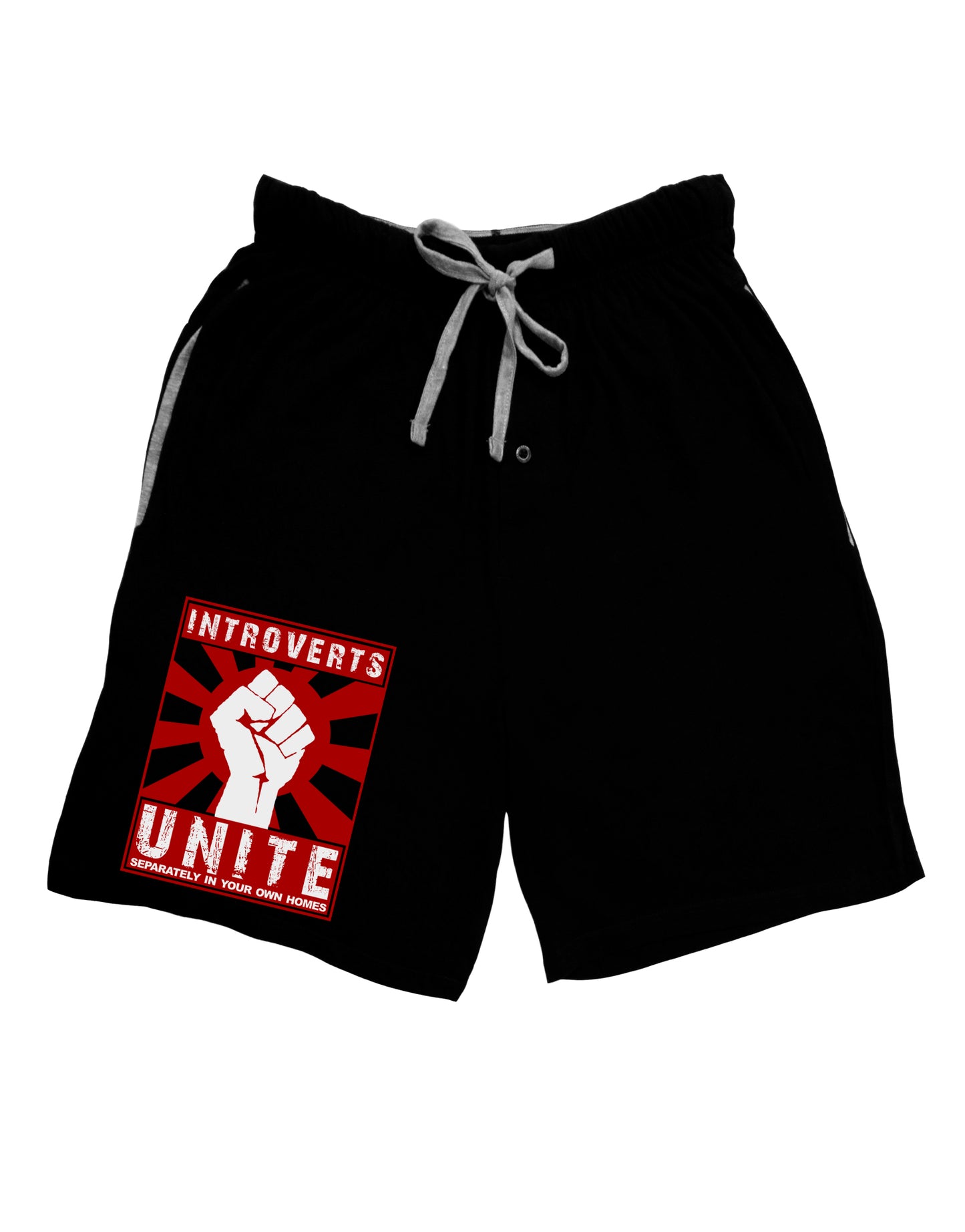Introverts Unite Funny Adult Lounge Shorts by TooLoud-Lounge Shorts-TooLoud-Black-Small-Davson Sales