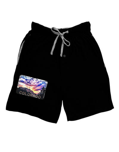 Colorado Rainbow Sunset Text Relaxed Adult Lounge Shorts-Lounge Shorts-TooLoud-Black-Small-Davson Sales