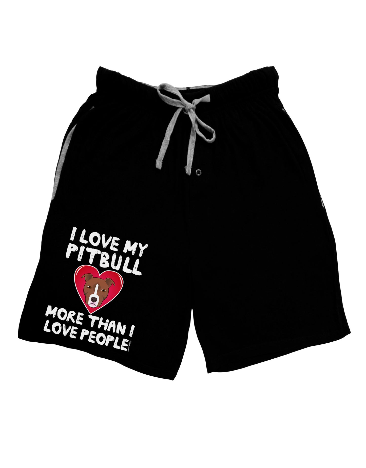 Love Pitbull More Than People Adult Lounge Shorts-Lounge Shorts-TooLoud-Black-Small-Davson Sales