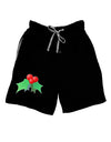 holly Christmas Design Adult Lounge Shorts - Red or Black-Lounge Shorts-TooLoud-Black-Small-Davson Sales