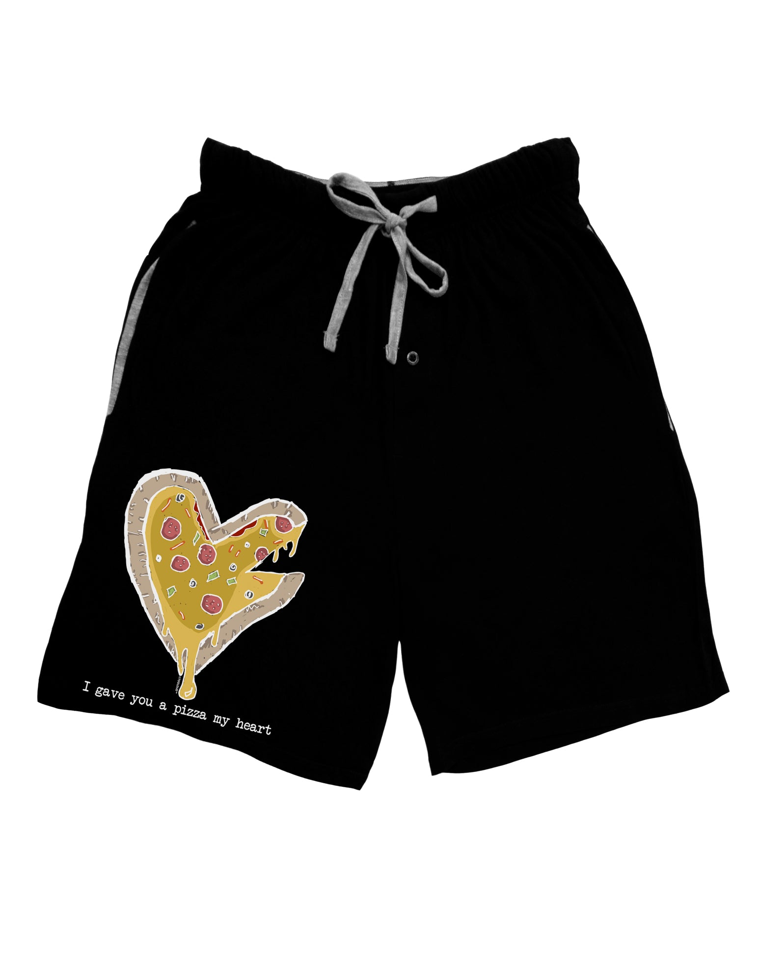 TooLoud I gave you a Pizza my Heart Dark Adult Lounge Shorts-Lounge Shorts-TooLoud-Black-Small-Davson Sales