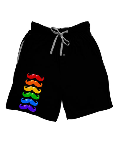 Colorful Rainbow Mustaches Adult Lounge Shorts - Red or Black-Lounge Shorts-TooLoud-Black-Small-Davson Sales