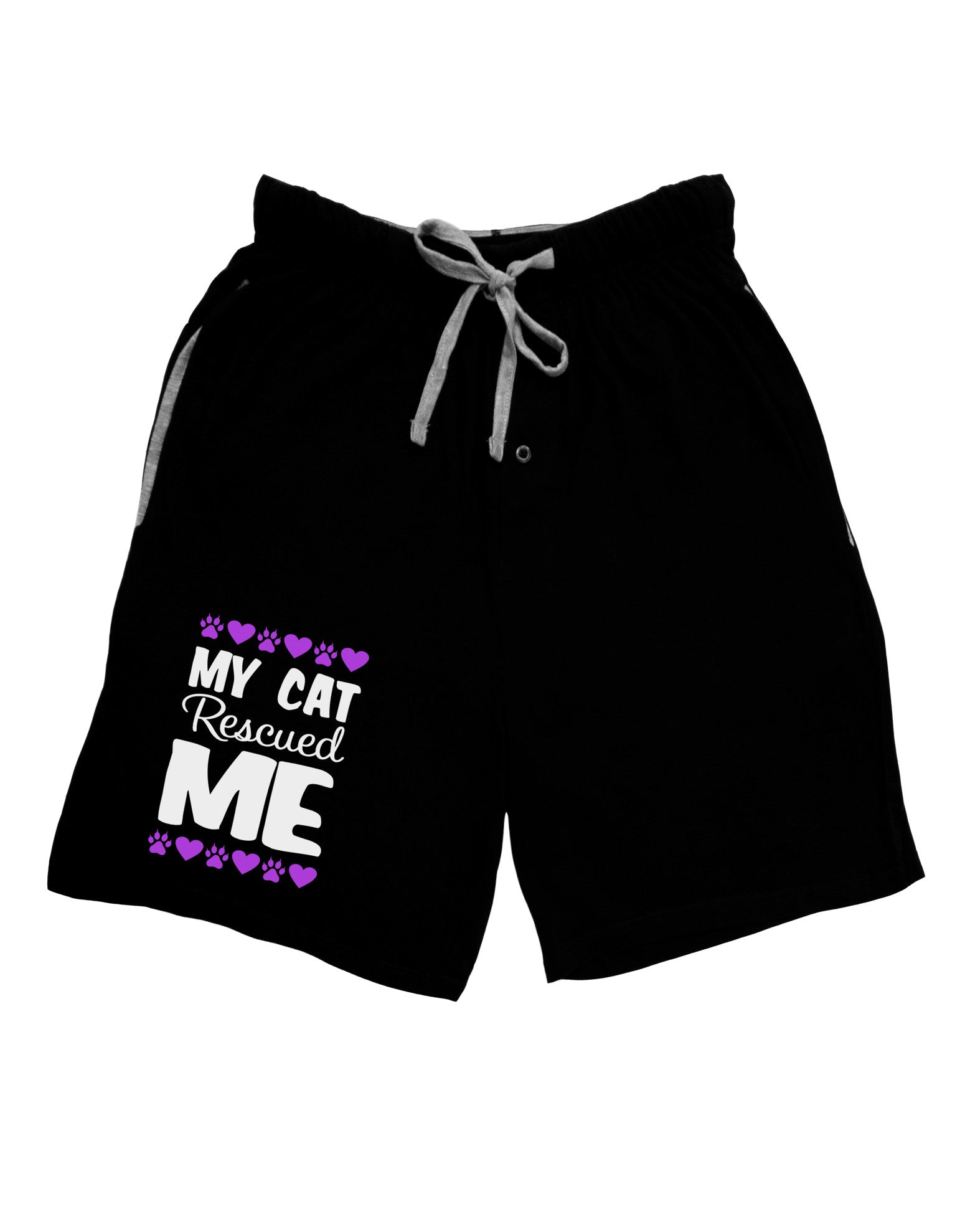 My Cat Rescued Me Adult Lounge Shorts-Lounge Shorts-TooLoud-Black-Small-Davson Sales