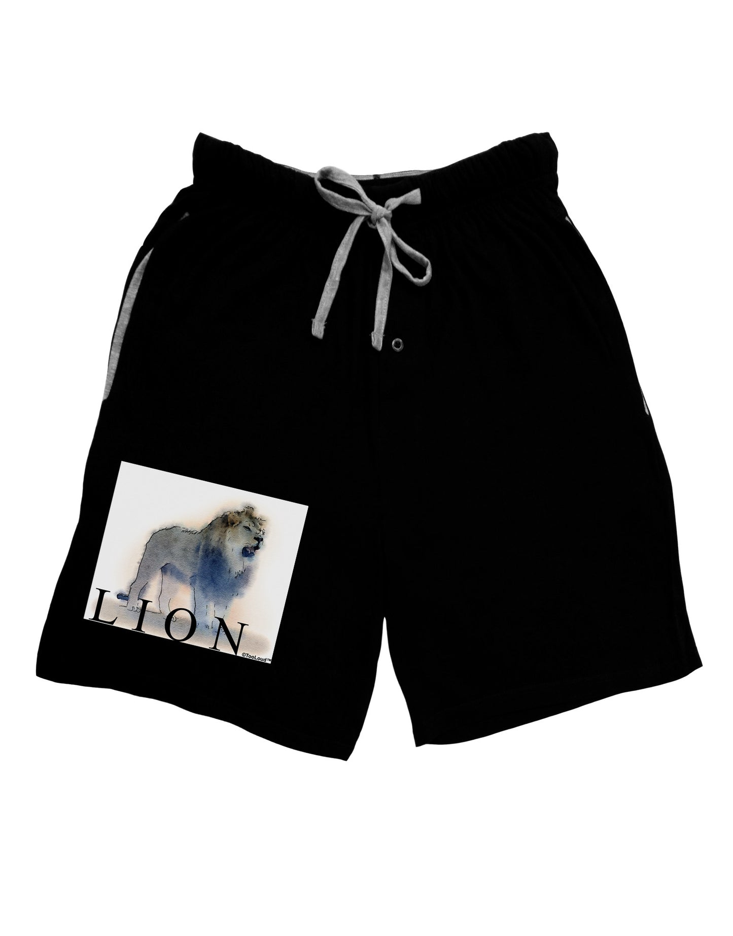 Lion Watercolor B Text Adult Lounge Shorts-Lounge Shorts-TooLoud-Black-Small-Davson Sales
