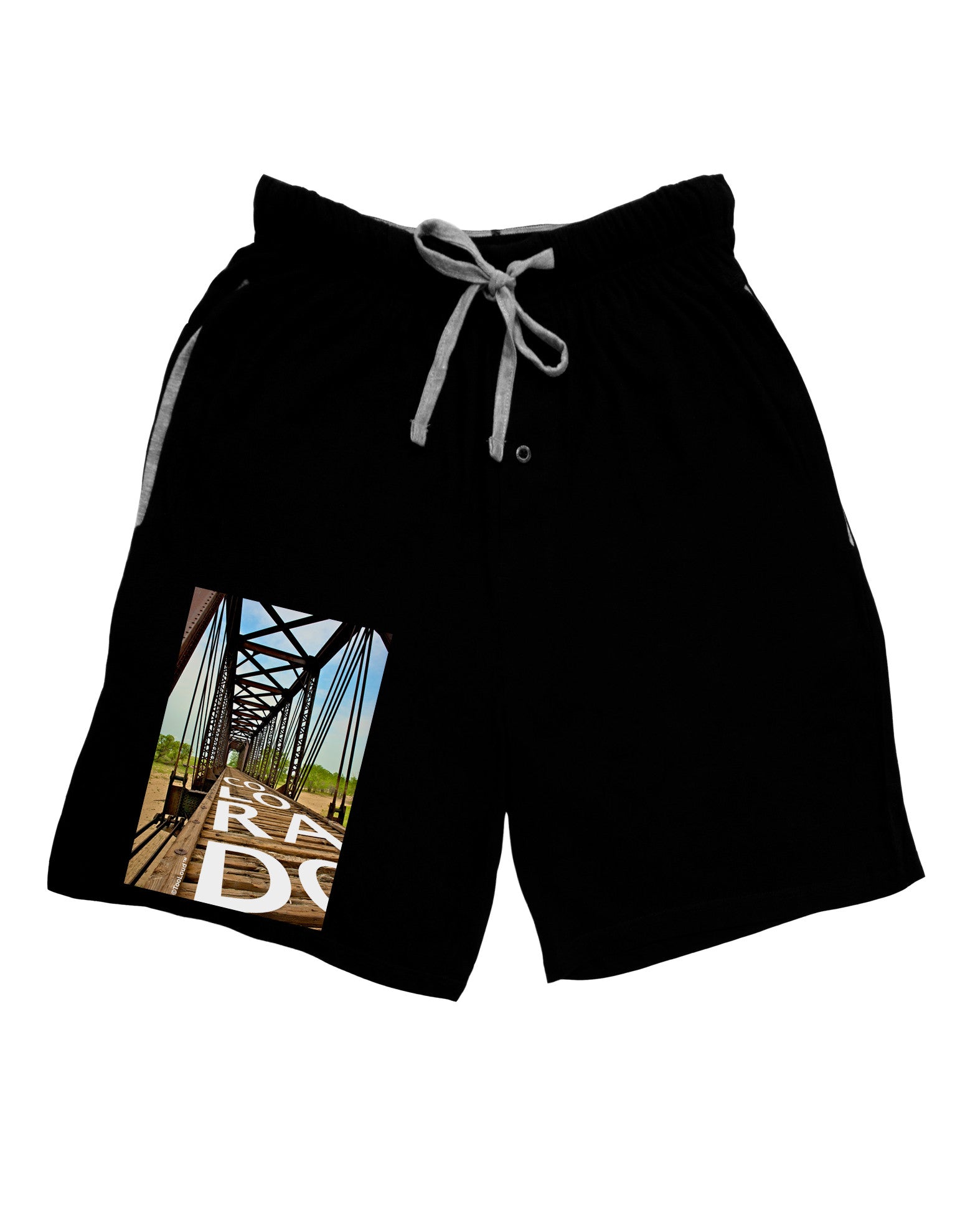 Colorado Bridge Text Adult Lounge Shorts-Lounge Shorts-TooLoud-Black-Small-Davson Sales