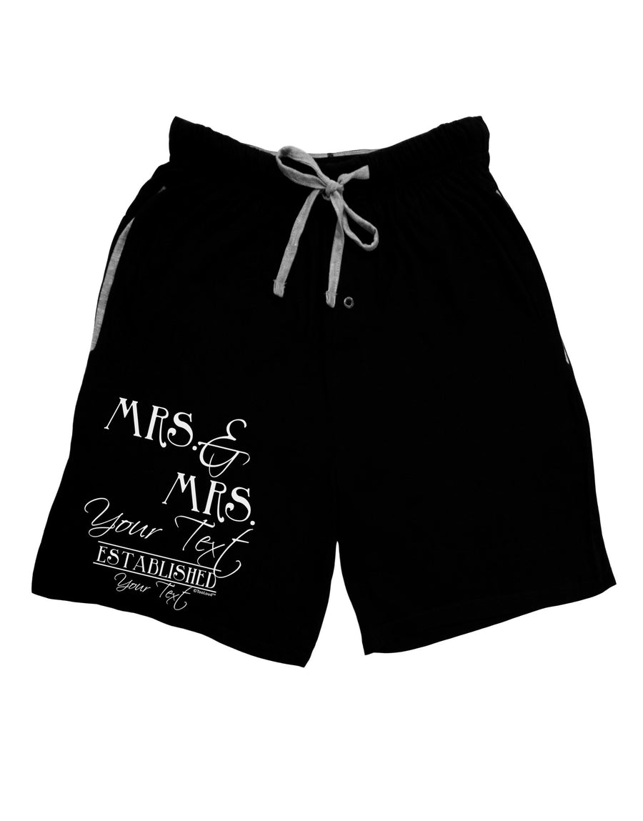 Personalized Mrs and Mrs Lesbian Wedding - Name- Established -Date- Design Adult Lounge Shorts