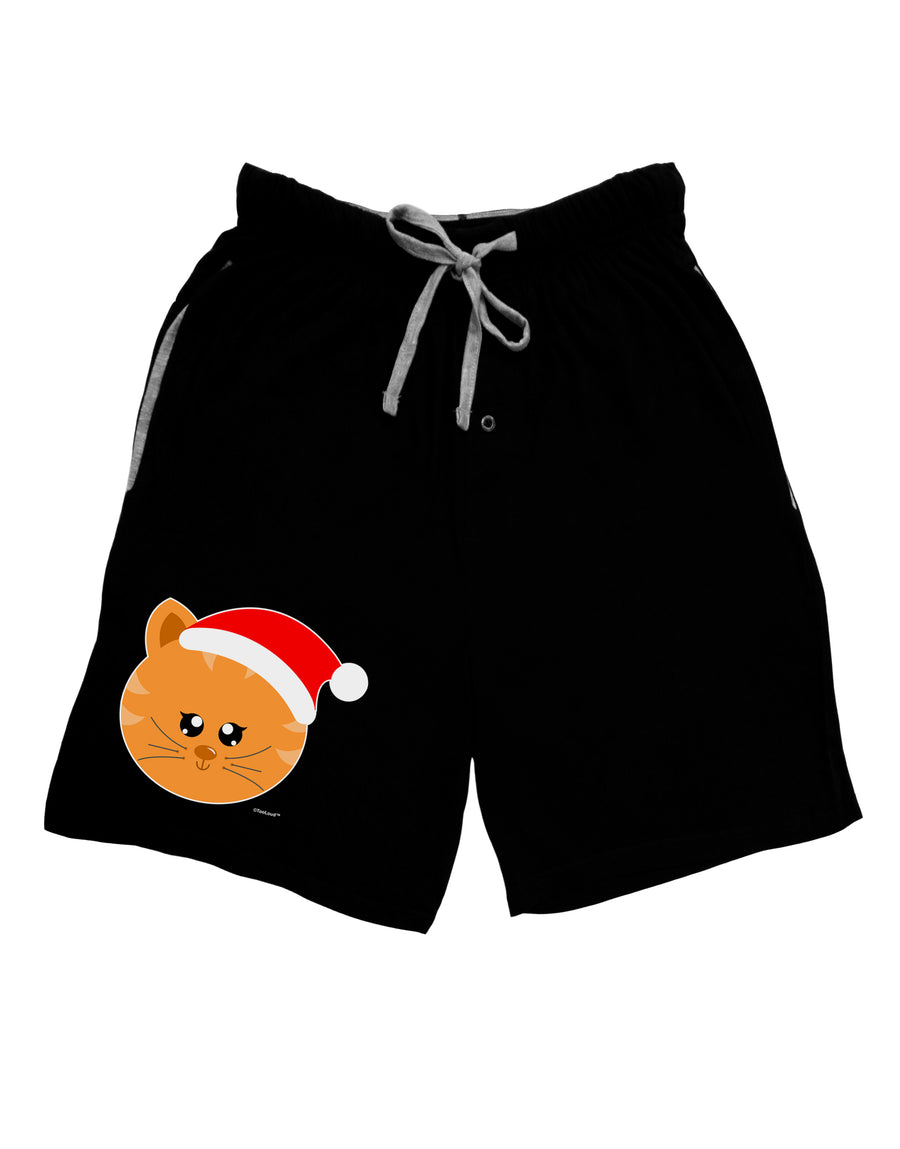 Cute Christmas Cat Santa Hat Adult Lounge Shorts - Red or Black by TooLoud-Lounge Shorts-TooLoud-Red-Small-Davson Sales