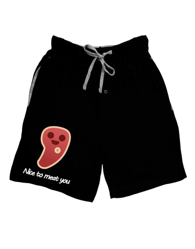 Steak - Nice to Meat You Adult Lounge Shorts - Red or Black-Lounge Shorts-TooLoud-Black-Small-Davson Sales