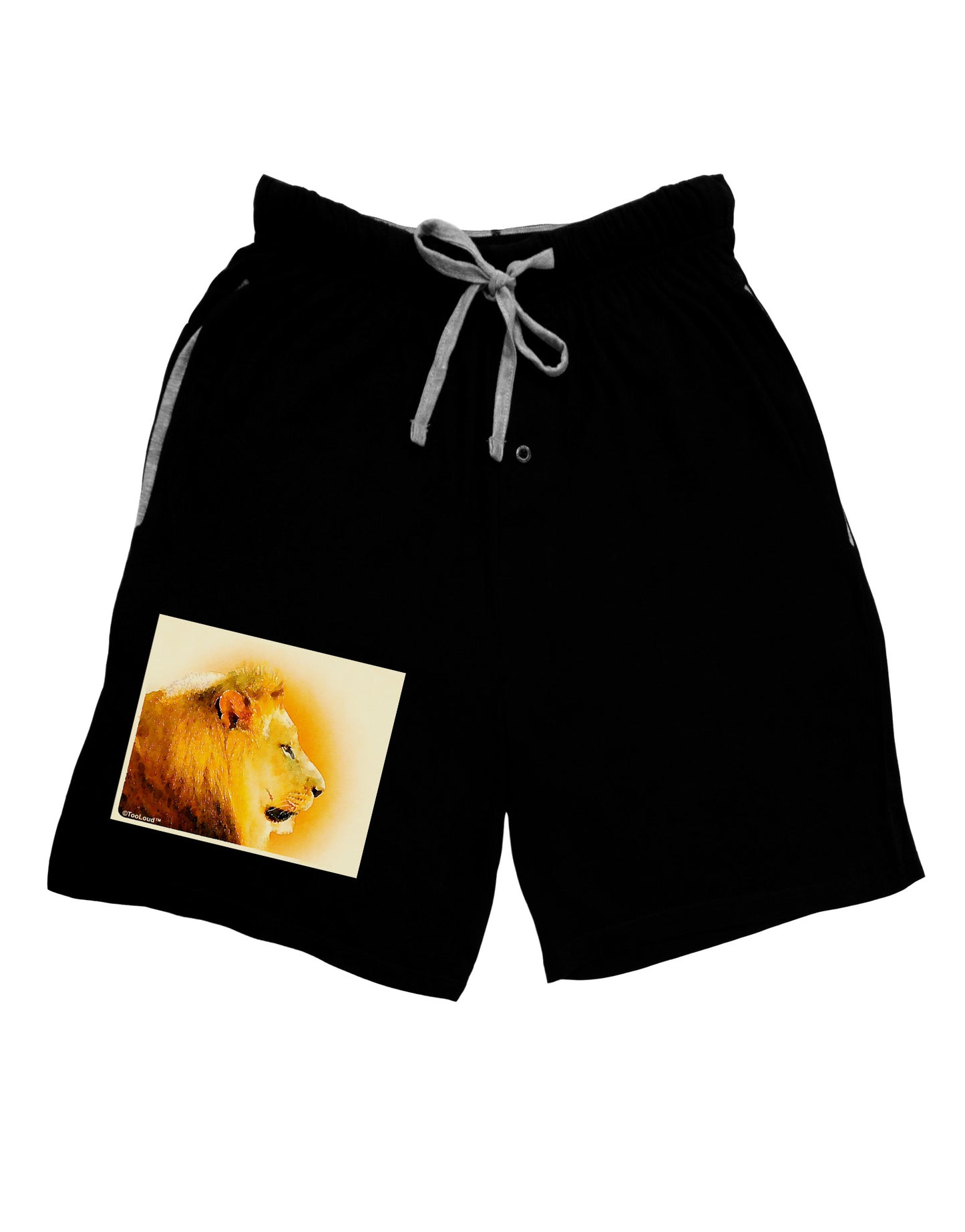 Lion Watercolor 3 Adult Lounge Shorts-Lounge Shorts-TooLoud-Black-Small-Davson Sales