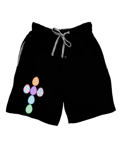 Easter Egg Cross Faux Applique Adult Lounge Shorts-Lounge Shorts-TooLoud-Black-Small-Davson Sales