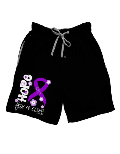 Hope for a Cure - Purple Ribbon Epilepsy - Flowers Adult Lounge Shorts-Lounge Shorts-TooLoud-Black-Small-Davson Sales