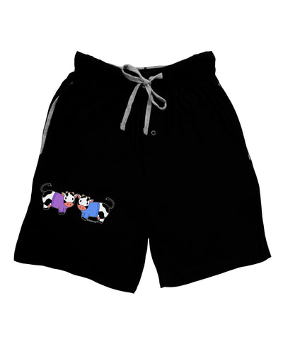 Cute Pair of Sweater Cows Adult Lounge Shorts-Lounge Shorts-TooLoud-Black-Small-Davson Sales