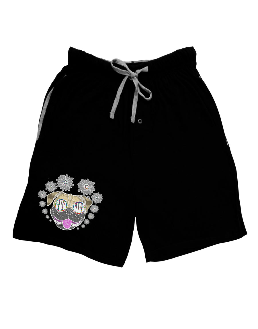 TooLoud Pug Life Hippy Dark Adult Lounge Shorts-Lounge Shorts-TooLoud-Red-Small-Davson Sales