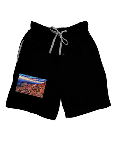 Colorado Mtn Sunset Relaxed Adult Lounge Shorts-Lounge Shorts-TooLoud-Black-Small-Davson Sales