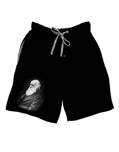 Charles Darwin Black and White Adult Lounge Shorts by TooLoud-Lounge Shorts-TooLoud-Black-Small-Davson Sales