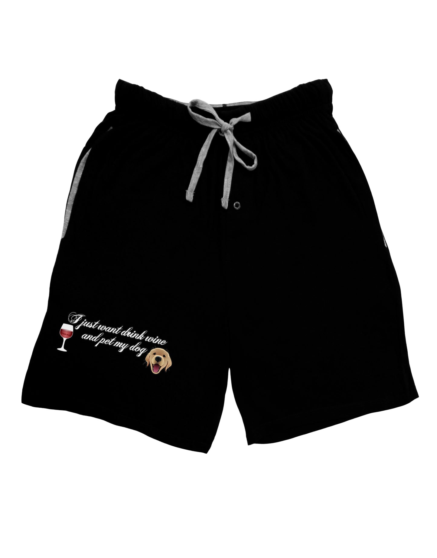 I Just Want To Drink Wine And Pet My Dog Adult Lounge Shorts by TooLoud-Lounge Shorts-TooLoud-Black-Small-Davson Sales