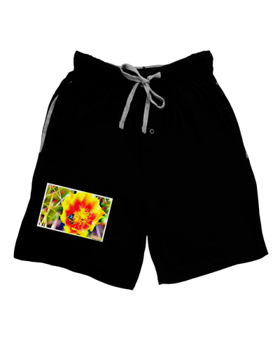 Bee Cactus Watercolor Adult Lounge Shorts-Lounge Shorts-TooLoud-Black-Small-Davson Sales