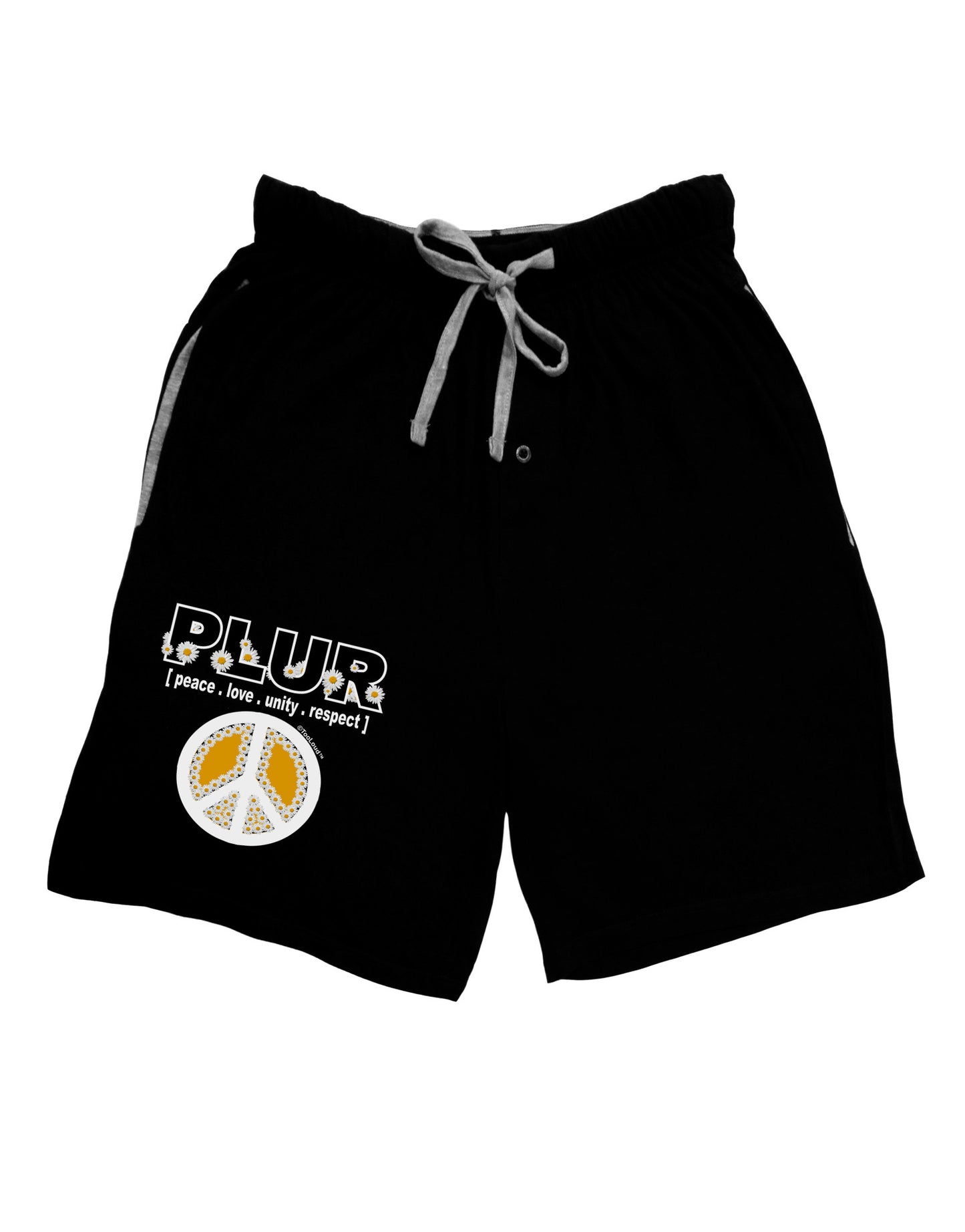 PLUR Daisies Relaxed Adult Lounge Shorts-Lounge Shorts-TooLoud-Black-Small-Davson Sales