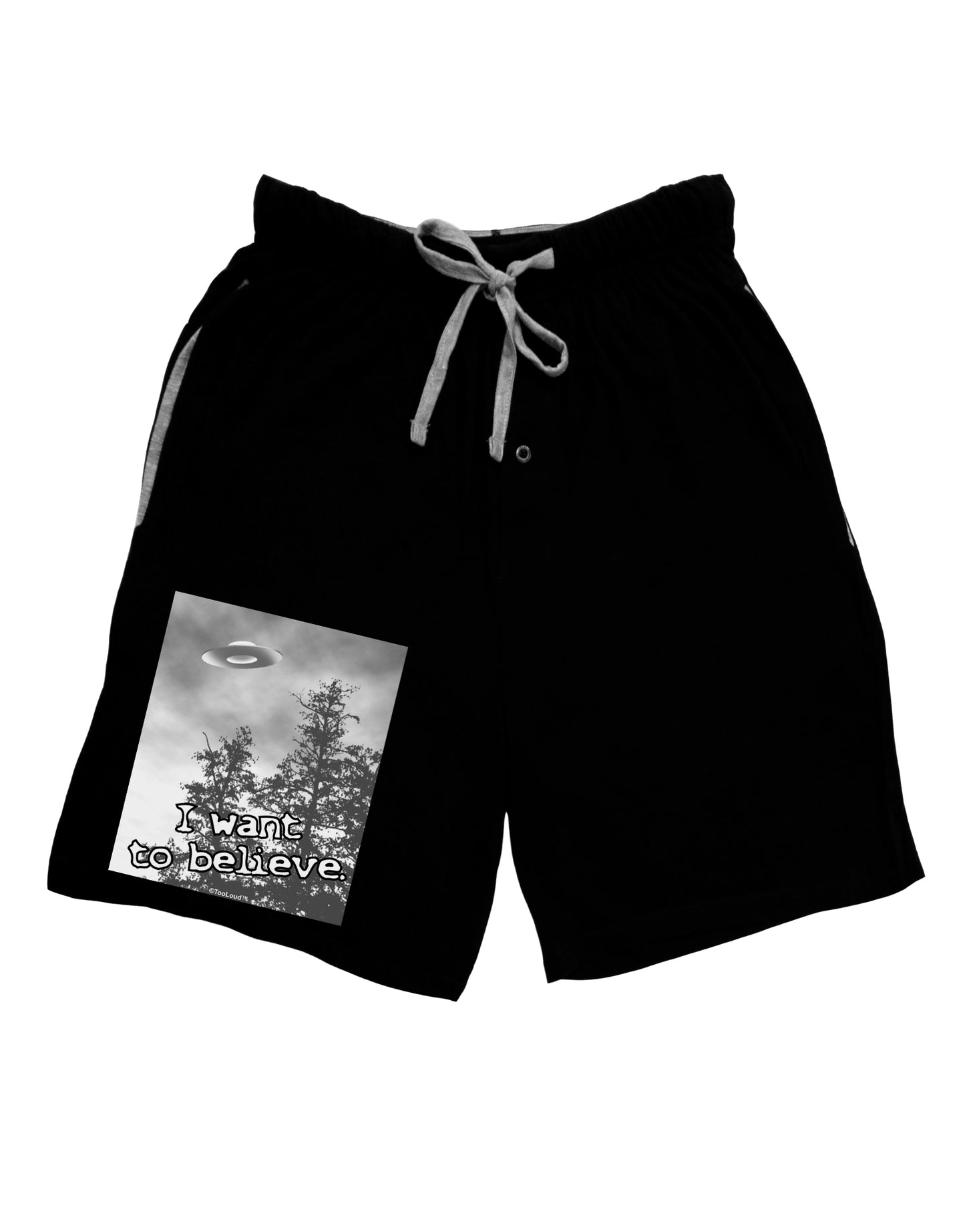 I Want to Believe - UFO Adult Lounge Shorts - Red or Black by TooLoud-Lounge Shorts-TooLoud-Black-Small-Davson Sales