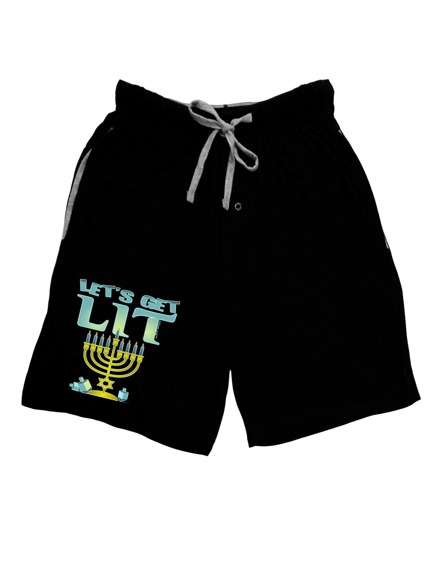 Let's Get Lit Menorah Adult Lounge Shorts-Lounge Shorts-TooLoud-Black-Small-Davson Sales