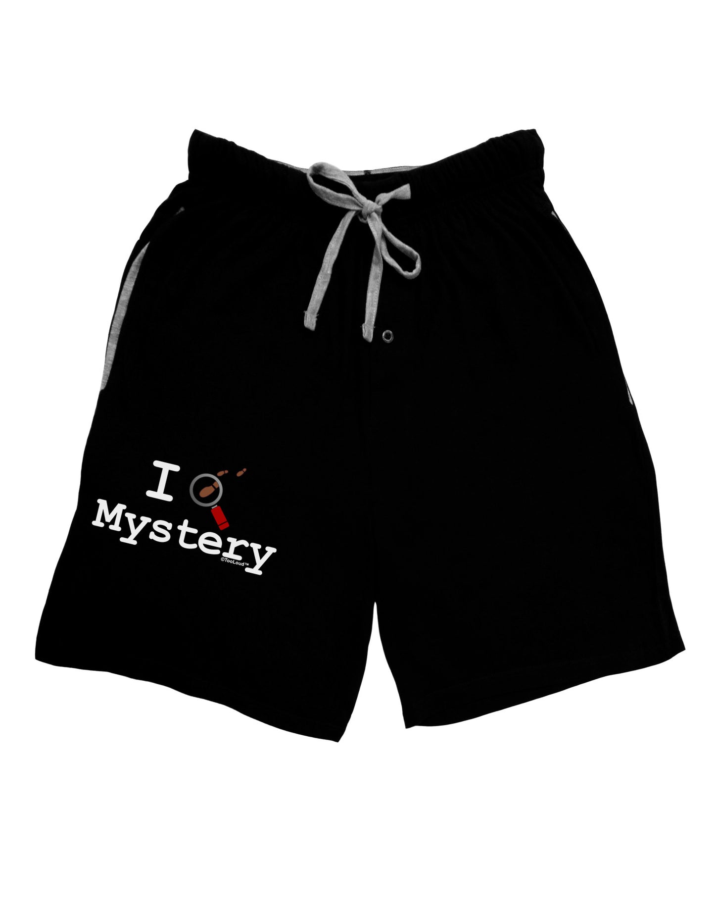 I Love Mystery Adult Lounge Shorts-Lounge Shorts-TooLoud-Black-Small-Davson Sales