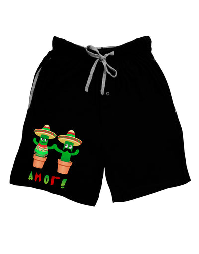 Fiesta Cactus Couple Amor Adult Lounge Shorts-Lounge Shorts-TooLoud-Black-Small-Davson Sales