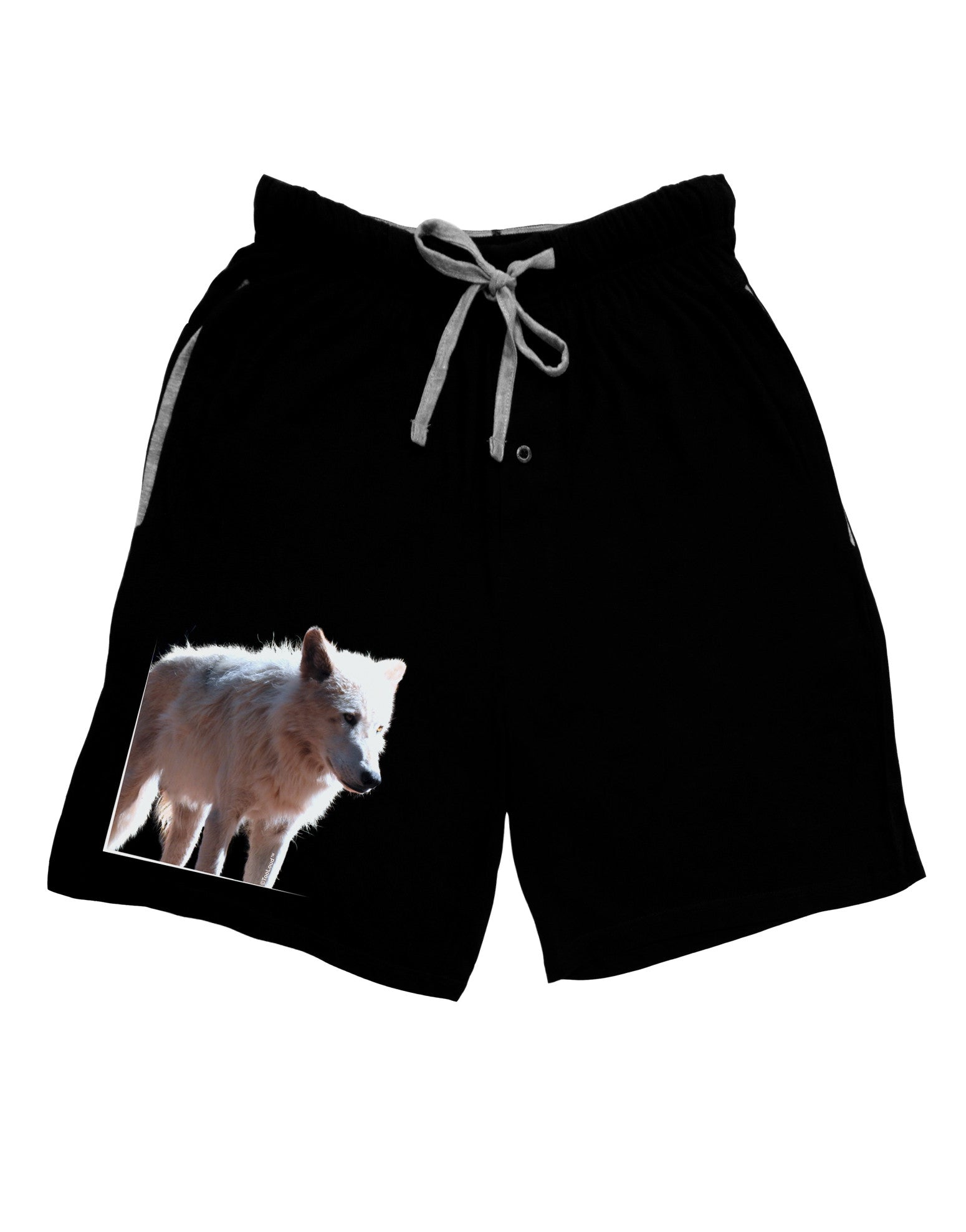 Magnificent Full White Wolf Adult Lounge Shorts-Lounge Shorts-TooLoud-Black-Small-Davson Sales