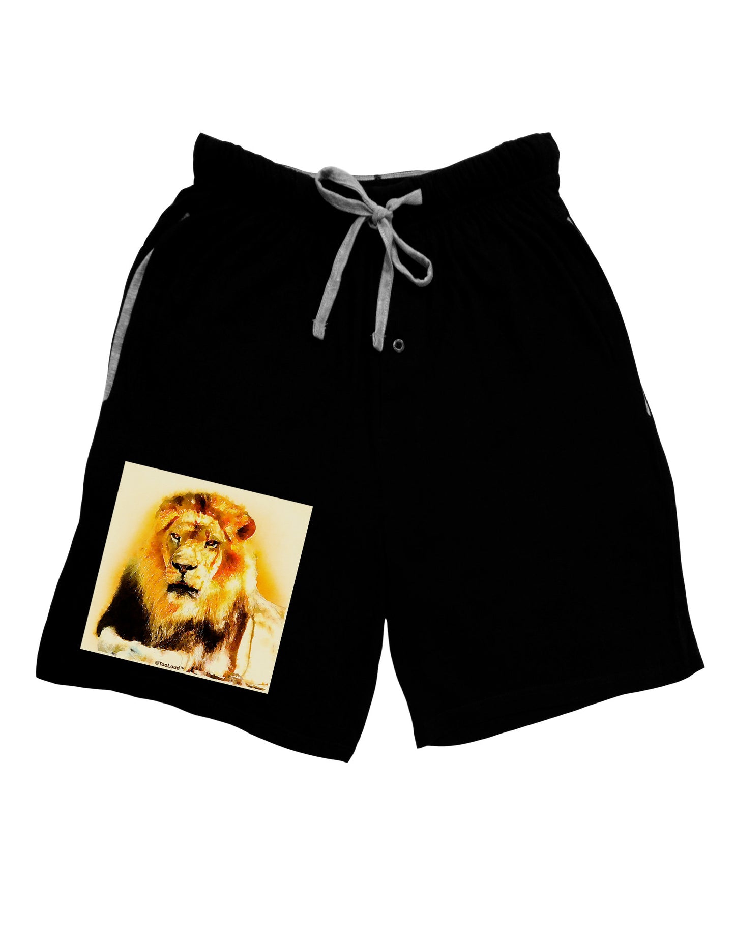 Lion Watercolor 4 Adult Lounge Shorts-Lounge Shorts-TooLoud-Black-Small-Davson Sales