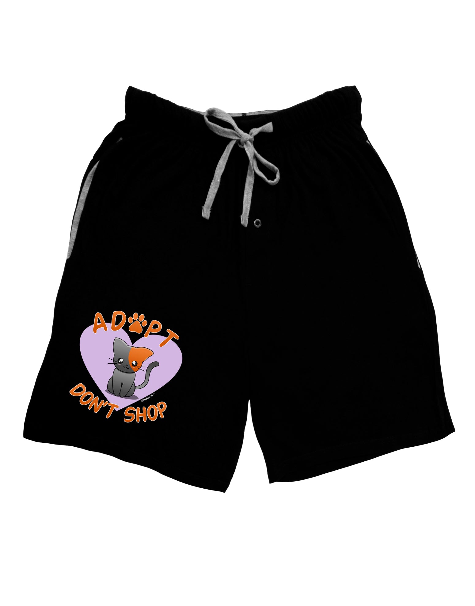 Adopt Don't Shop Cute Kitty Adult Lounge Shorts-Lounge Shorts-TooLoud-Black-Small-Davson Sales