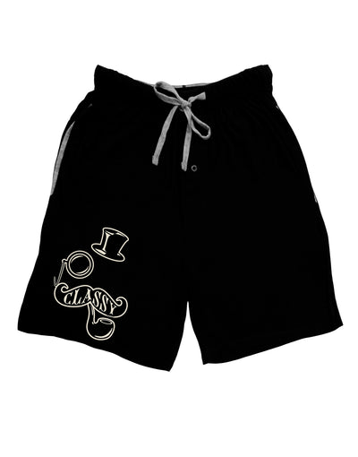 Classy Tophat Mustache Pipe and Monocle Adult Lounge Shorts - Red or Black-Lounge Shorts-TooLoud-Black-Small-Davson Sales