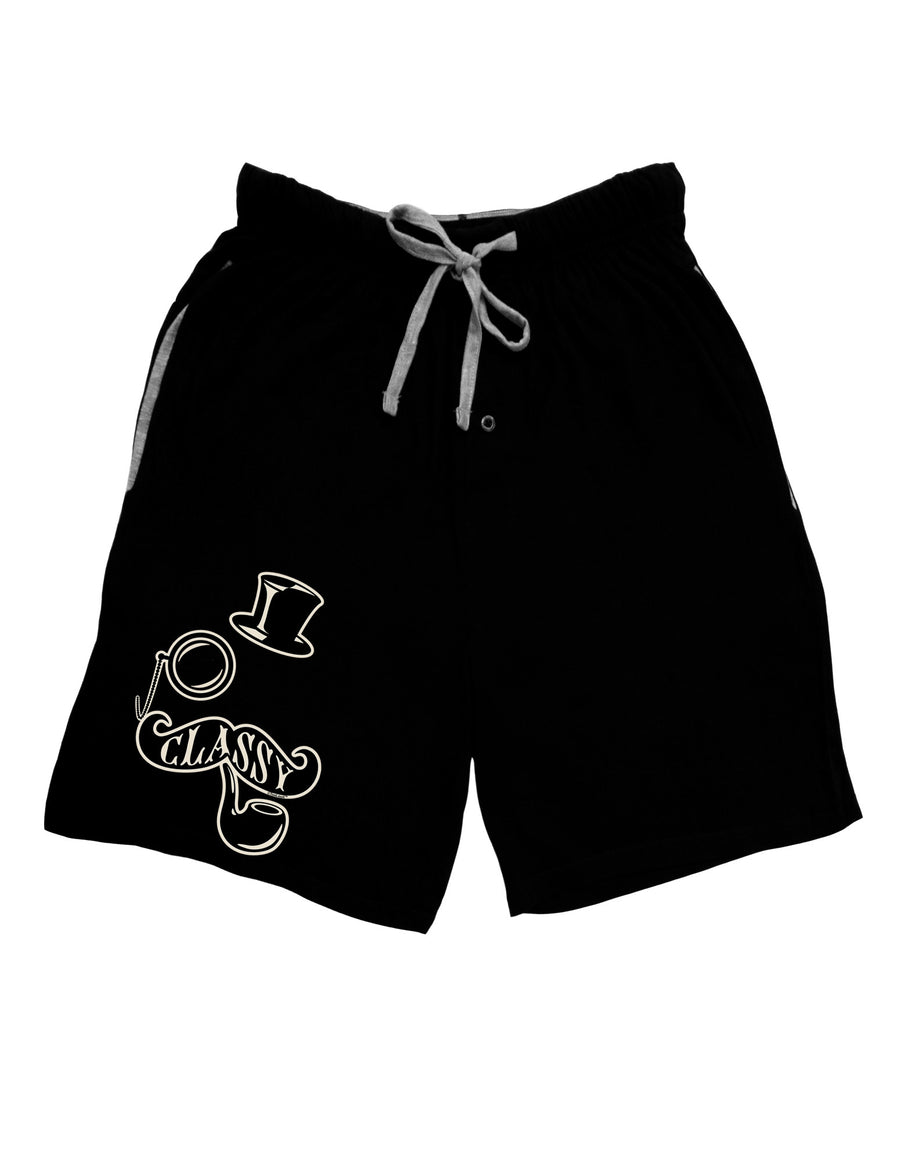 Classy Tophat Mustache Pipe and Monocle Adult Lounge Shorts - Red or Black-Lounge Shorts-TooLoud-Red-Small-Davson Sales