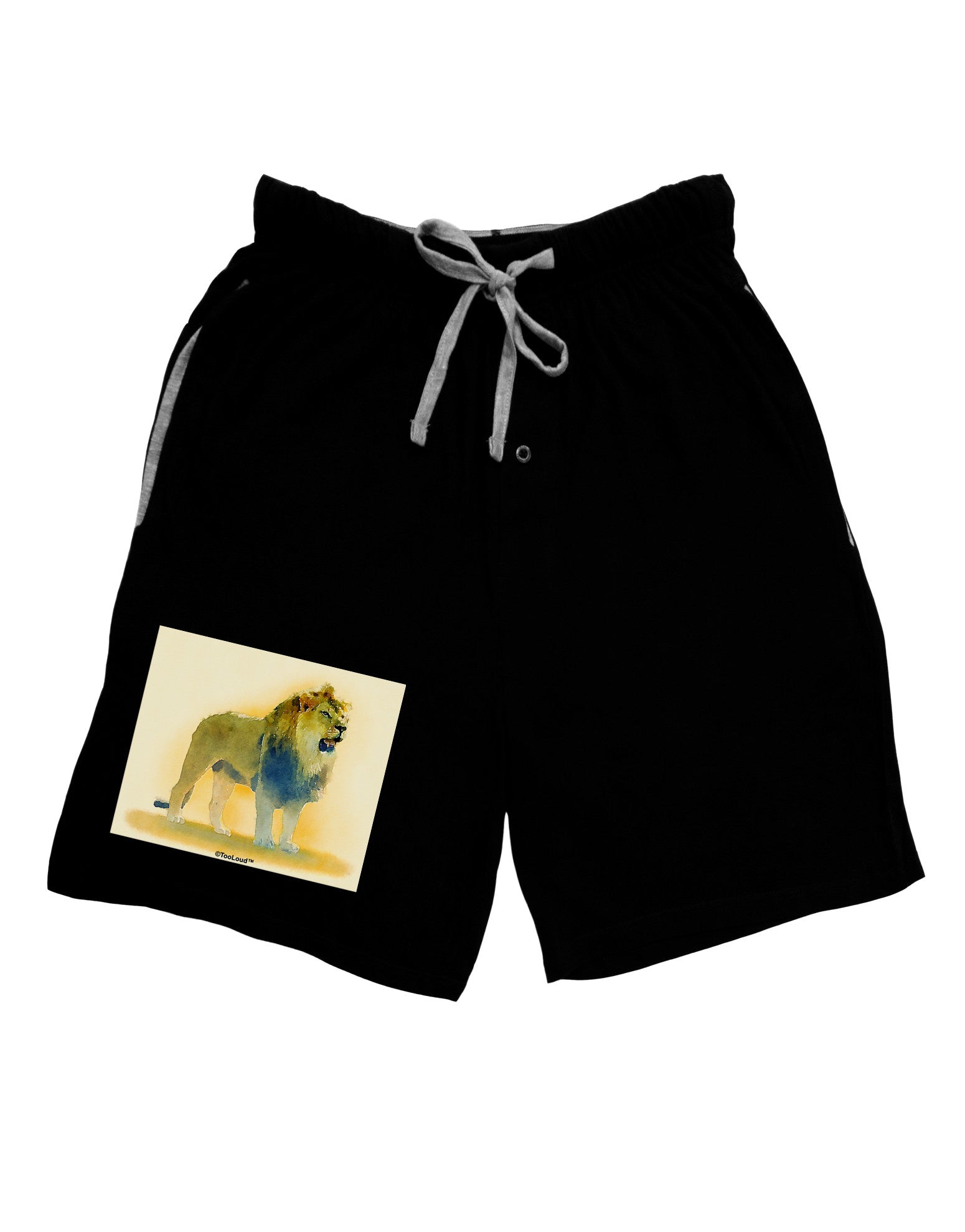 Lion Watercolor 1 Adult Lounge Shorts-Lounge Shorts-TooLoud-Black-Small-Davson Sales